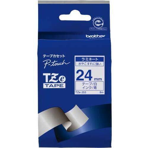 ピータッチＴＺｅテープ　白　青文字　２４ｍｍ幅