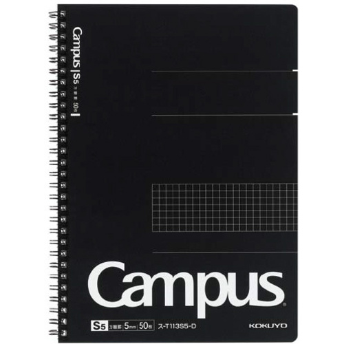 キャンパスツインリング　セミＢ５　方眼罫カットオフ