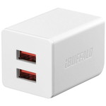 ２．４Ａ　ＵＳＢ急速充電器　２ポートタイプ　自動判別ＵＳＢｘ２　ホワイト　■お取り寄せ品