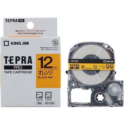 テプラ　ＰＲＯテープ　パステル橙ラベル１２ｍｍ黒字