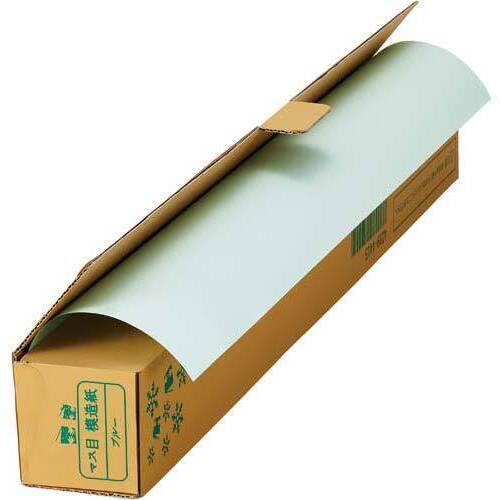 色マス目模造紙　３０ｍ巻ロール　ブルー　３本