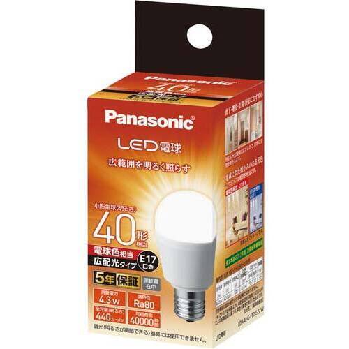 ＬＥＤ一般形電球　広配光Ｅ１７　４０Ｗ電球色&times;３
