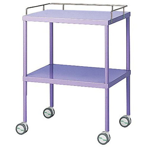 カラフル回診車　手摺付　ラベンダー　６１６&times;４５０&times;８４２ｍｍ　０－２１０－０８