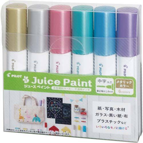 水性マーカー　ジュースペイント中字メタリック６色入