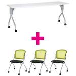 セット品　ＵＰ１８６０ＷＨ＆ＭＮチェアグリーン　【組立サービス付】