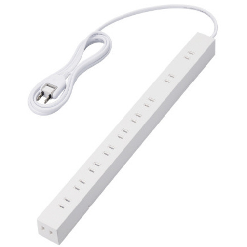電源タップ　２ピン式　１０口　２ｍ　磁石付　脚パーツ付　ホワイト