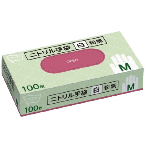 ニトリル手袋　粉無　ホワイト　Ｍ　１００枚×５