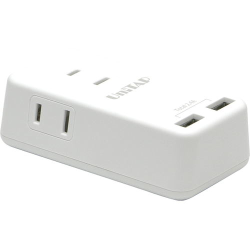 コンパクト　電源タップ３個口ＵＳＢ給電２ポート搭載ＯＡタップ「Ｕｎｉｔａｐ」　（ホワイト）　■お取り寄せ品