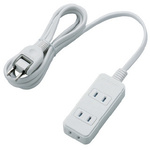 ほこり防止付きシャッタータップ　３個口　ＷＨ　２ｍ