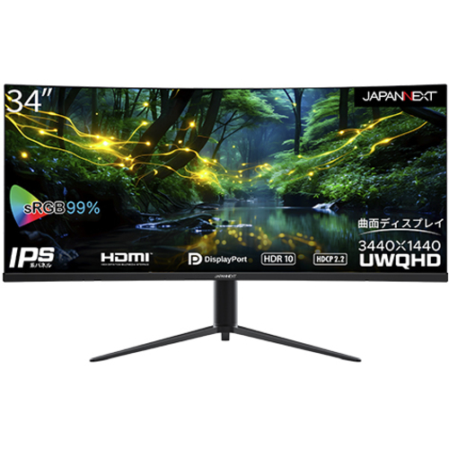 液晶ディスプレイ／３４型／３４４０×１４４０／ＤＰ×２、ＨＤＭＩ×２／ブラック／スピーカー：有　■２営業日内届