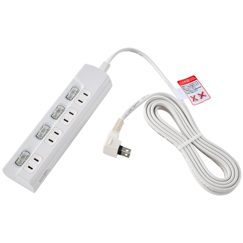 ＬＥＤ個別スイッチ付電源タップ　４個口　３ｍ　ホワイト　ＷＬＫ－４３（Ｗ）　■お取り寄せ品