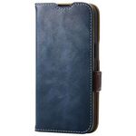 ｉＰｈｏｎｅ　１６ｅ／レザーケース／手帳型／耐衝撃／磁石付き／ステッチ／ネイビー　■お取り寄せ品