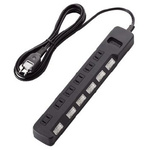 雷ガードタップ　個別　６個口　２．５ｍ　ブラック