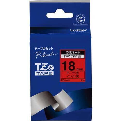 ピータッチ　ラミネート赤色テープ１８ｍｍ　黒文字