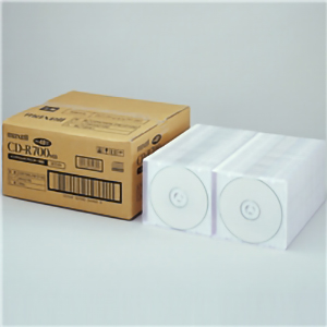 簡易包装ＣＤ－Ｒ７００ＭＢ、２～４８倍速対応１００枚、１枚ずつプラケース付、プリンタブル（白）　■お取り寄せ品