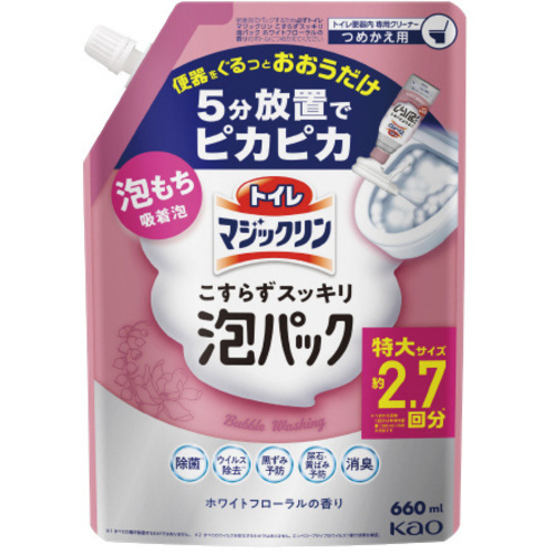 トイレマジックリン　こすらずスッキリ泡パック　ホワイトフローラルの香り　詰替　６６０ｍｌ×５