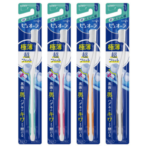 ピュオーラ　ハブラシ　コンパクトスリムふつう×１２　【お取り寄せ品】５営業日以内届