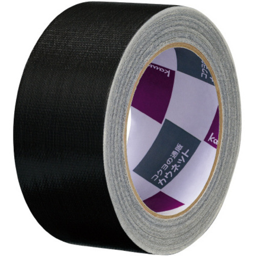 手が痛くなりにくいカドなしカラー布テープ　黒　１巻