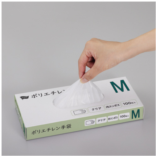 ポリエチレン手袋　内エンボスＬ１００枚クリア&times;５