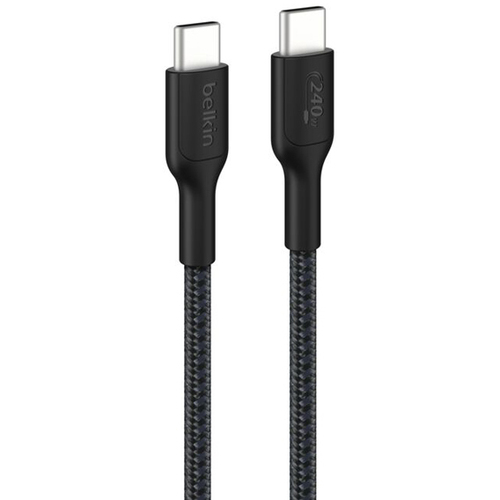 ＢｏｏｓｔＣｈａｒｇｅ　Ｐｒｏ　ＵＳＢ－Ｃ　ｔｏ　ＵＳＢ－Ｃ　編組ケーブル　２４０Ｗ　２Ｍ　ブラック　■お取り寄せ品