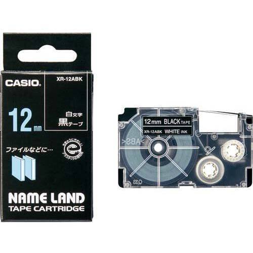 ネームランド　黒色テープ　１２ｍｍ　白文字