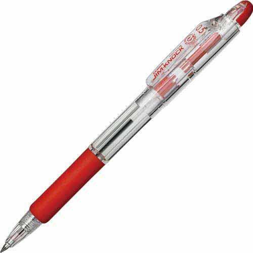 ノック式ボールペン　ジムノック０．５ｍｍ　赤１０本