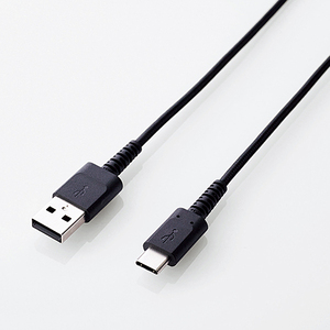 スマートフォン用ＵＳＢケーブル／ＵＳＢ（Ａ－Ｃ）／認証品／高耐久／０．３ｍ／ブラック　■お取り寄せ品