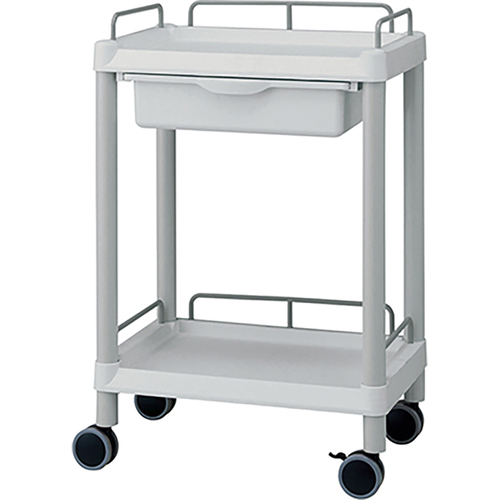 アズワン モバイルイ-ジ-カ-ト(ガ-ド枠付き:グレ-) 2段 532×368×819 引出ありNC3-6639-013-6639-02 アズワン モバイルイージーカート（ガード枠付き：グレー） 2段 532