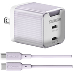 ＰＤ　ＡＣ充電器／ＵＳＢ－Ｃｘ２／パープル＆Ｃ－Ｃケーブル　ＡＰＤ－Ｖ０４５Ｃ２－ＰＵ－ＳＣ１０Ｕ２　■お取り寄せ品