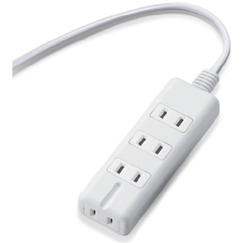 電源タップ　磁石　４個口（内３ピン１）　３ｍ　白