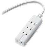 電源タップ　磁石　４個口（内３ピン１）　３ｍ　白