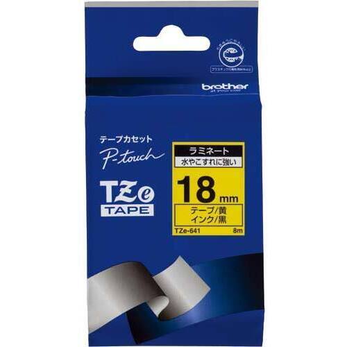 ピータッチ　ラミネート黄色テープ１８ｍｍ　黒文字