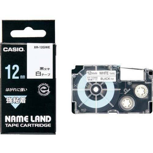 ネームランド　強粘着白色テープ　１２ｍｍ　黒文字