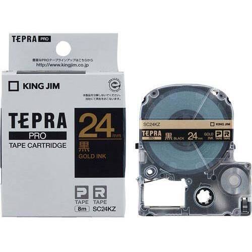 テプラ　ＰＲＯテープ　パステル黒色金字２４ｍｍ