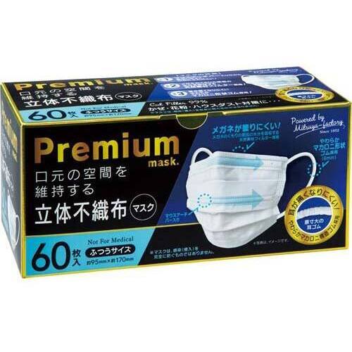 プレミアム立体不織布マスク　ふつう　６０枚×４８