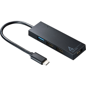 ＵＳＢ　Ｔｙｐｅ　Ｃ　コンボハブ（４ポート・ブラック）　ＵＳＢ－３ＴＣＨ７ＢＫ　■お取り寄せ品