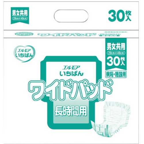 エルモアいちばん　ワイドパッド長時間用３０枚&times;８
