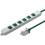 医用接地プラグ付き電源タップ（３Ｐ・６個口・グリーン・５ｍ）　ＴＡＰ－ＨＰＭ６－５Ｇ　■お取り寄せ品