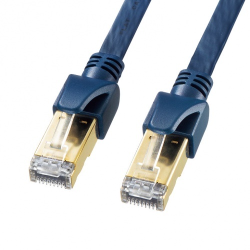 カテゴリ６Ａハンダ産業用フラットＬＡＮケーブル（ネイビーブルー・５ｍ）　ＫＢ－ＨＦＬ６Ａ－０５ＮＶ　■お取り寄せ品