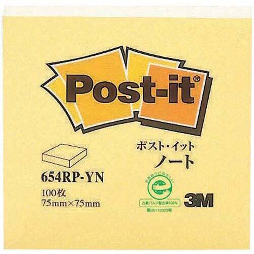 ポストイット　再生紙ノート７５×７５イエロー１０冊
