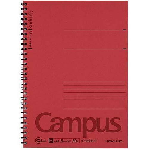 ツインリングノート６号セミＢ５中横罫５０枚赤&times;５　【お取り寄せ品】６営業日以内届
