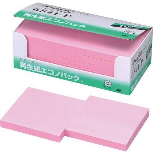 ポストイット　再生紙ノート７５×７５　ピンク１０冊　６５４１－Ｐ