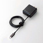 スマートフォン・タブレット用ＡＣ充電器／ＵＳＢ　Ｔｙｐｅ－Ｃケーブル一体／ＵＳＢ－Ａメス付／１．５ｍ／黒　■お取り寄せ品