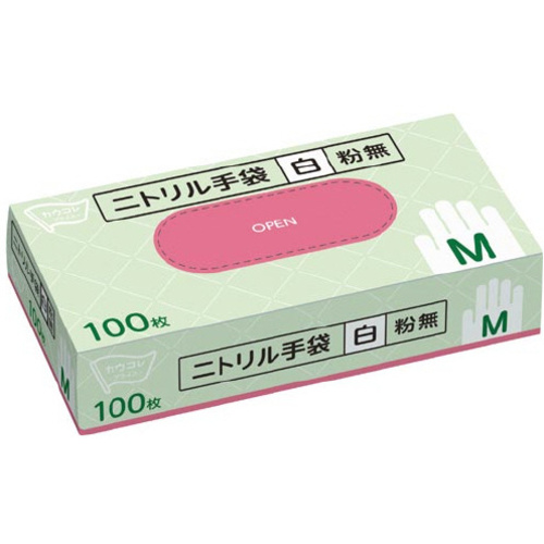 ニトリル手袋　粉無　ホワイト　Ｍ　１００枚×３０