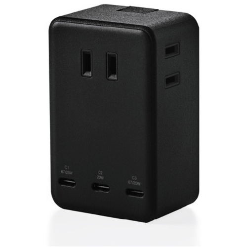 電源タップ　コンセント&times;３　Ｃ&times;３　ブラック