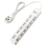 雷ガードタップ　個別　６個口　２．５ｍ　ホワイト