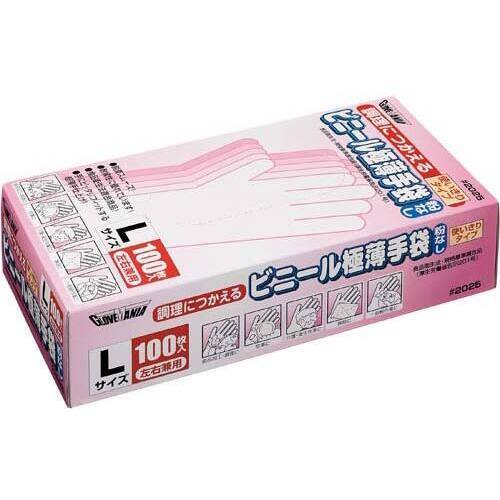 調理用ビニール使いきり手袋　粉無　Ｌ　１００枚入