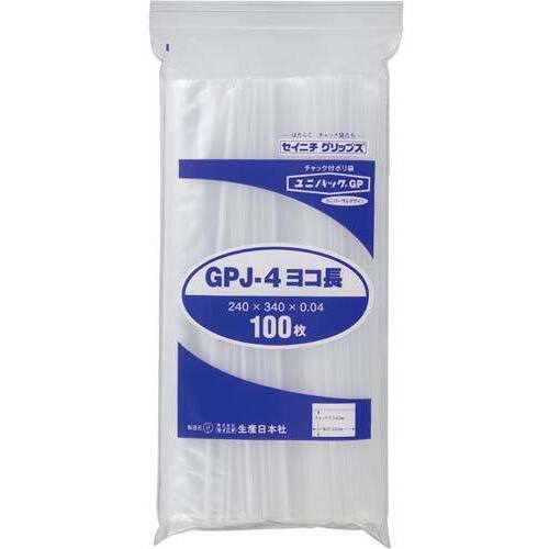 ユニパック　チャック付ポリ袋　Ａ４ヨコ１００枚&times;５