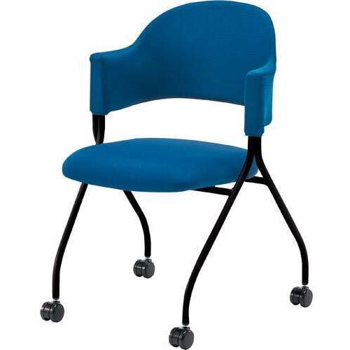 ◇フランチェアクロスタイプ黒脚背座プルシアンブルー　【組立サービス付】