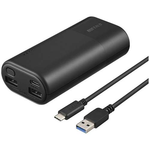 モバイルバッテリー　１００００ｍＡｈ　ＵＳＢ　Ｔｙｐｅ－Ｃ対応　３ポート　ブラック　■お取り寄せ品